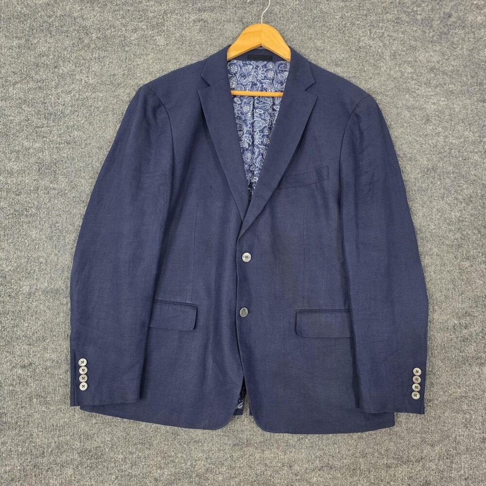 Lauren Ralph Lauren Blazer Mens 43R Blue Linen Sport Coat Summer Office Work